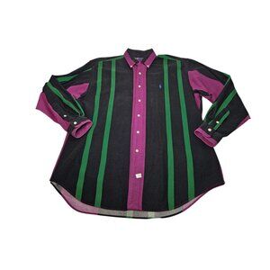 VTG 90s Ralph Lauren Colorful Striped Flannel Shirt Button Down Men's Large